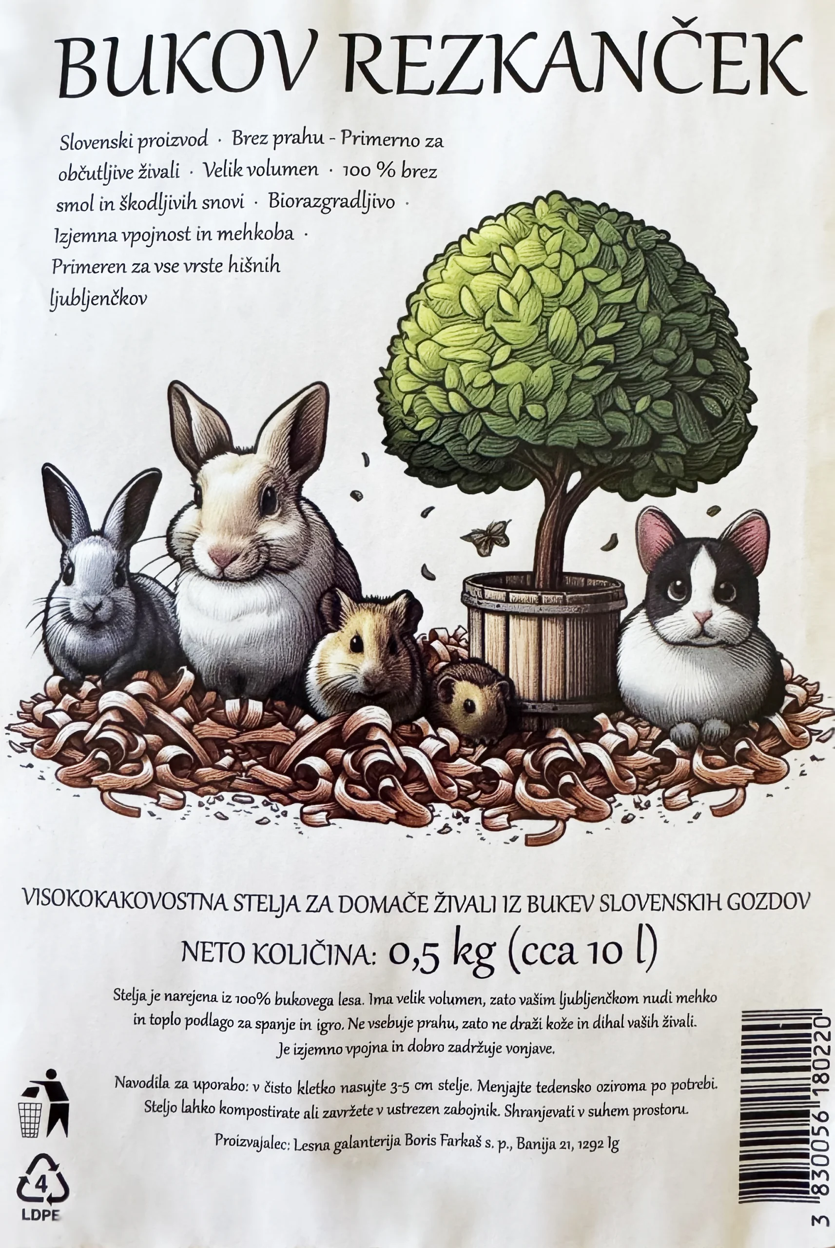rezkanček vreča 10L nastilj za male živali